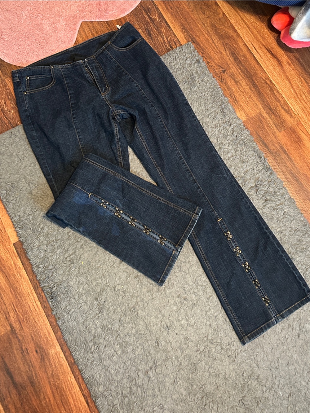 FUBU Dark Blue low rise Jeans with Embellished Side Trim